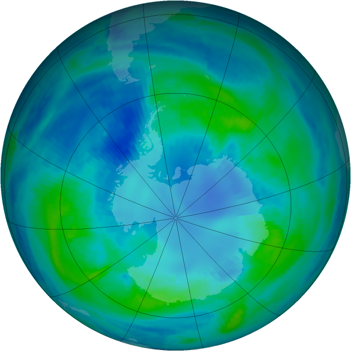 Antarctic ozone map for 13 April 2000